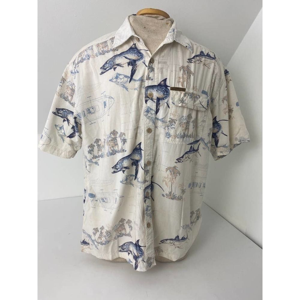 Magellan Sportswear Vented Fishing Fish Pattern Shirt Boating Spring- Size Large